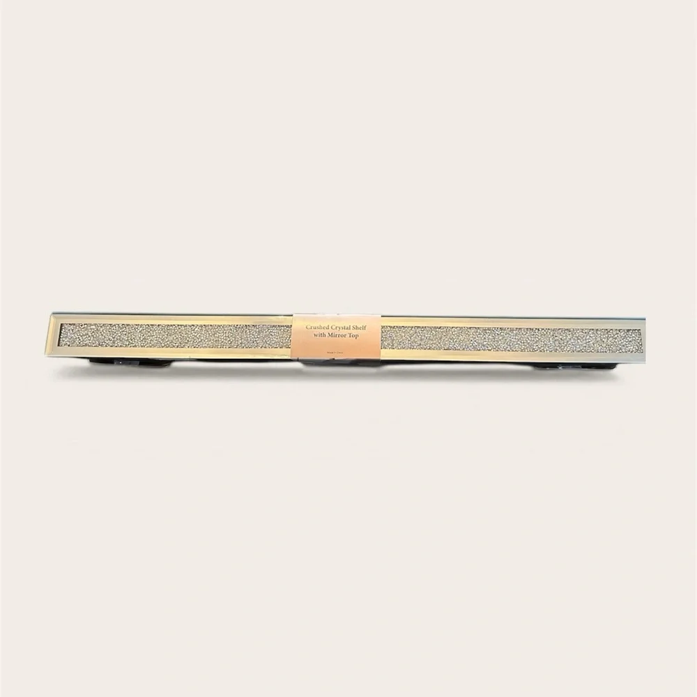Iridescent Crystal Shelf Mirror - Pink Accents
